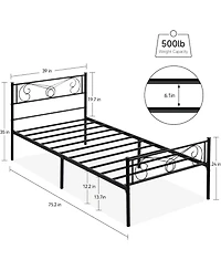 gaomon Twin Bed Frame Platform with Headboard and Footboard Metal Mattress Foundation Storage