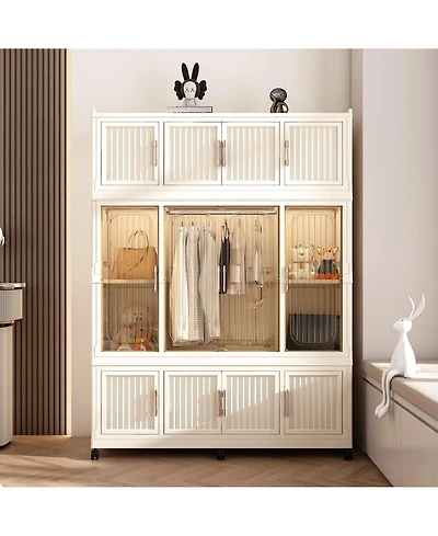 Clihome Portable Wardrobe Closet Organizer for Clothes,Clothes Dresser,Baby Wardrobe Storage Cabinet