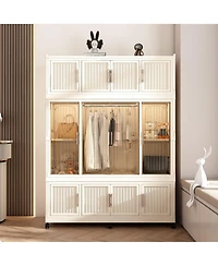 Clihome Portable Wardrobe Closet Organizer for Clothes,Clothes Dresser,Baby Wardrobe Storage Cabinet