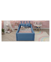 Streamdale Furniture Twin Upholstered Platform Bed with Rabbit Cushion & Removable Rails