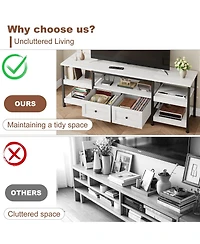 gaomon Industrial Media Console,Rustic Entertainment Center,Metal Frame Tv Stand with Storage DrawerFarmhouse Modern Tv Cabinet