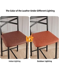 gaomon Set of 2 Pu Leather Footrest Counter Height Bar Stools