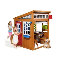 Slickblue Cedar Wooden Outdoor Kids Playhouse with Doorbell and Bird Nest