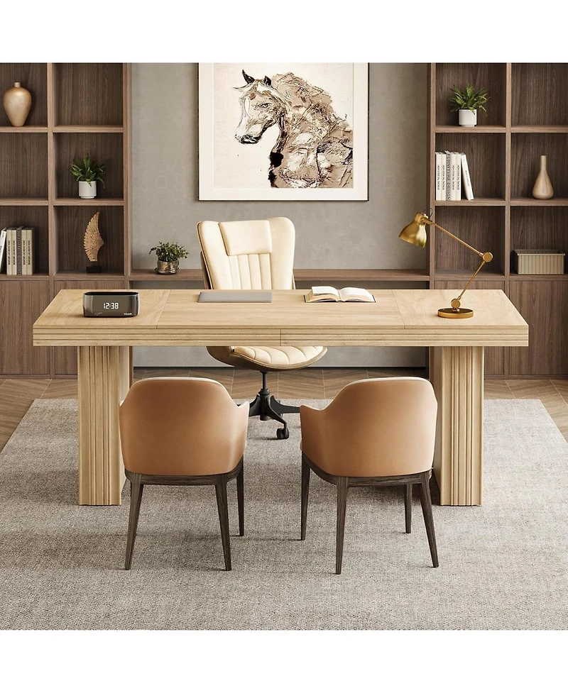 Tribesigns 63" Executive Desk, Modern Executive Office Desk with Thickened Desktop and Heavy-Duty Legs, Wood Writing Workstation Study Table