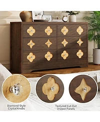 gaomon 6 Drawer Dresser for Bedroom, Wide Boho Chest of Drawers with Wooden Storage Cabinet and Decorative Front Organizer