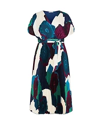 City Chic Women's Plus Hailey Abstract Print Pleat Maxi Dress