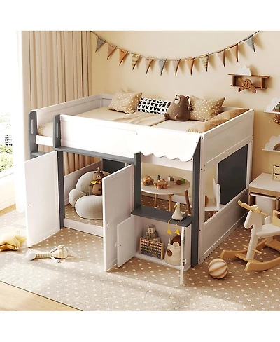 Streamdale Furniture Full Loft House Bed with Playhouse & Storage