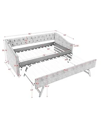 Streamdale Furniture Twin Daybed with Usb & Extendable Bed (81"x42"x30.75)