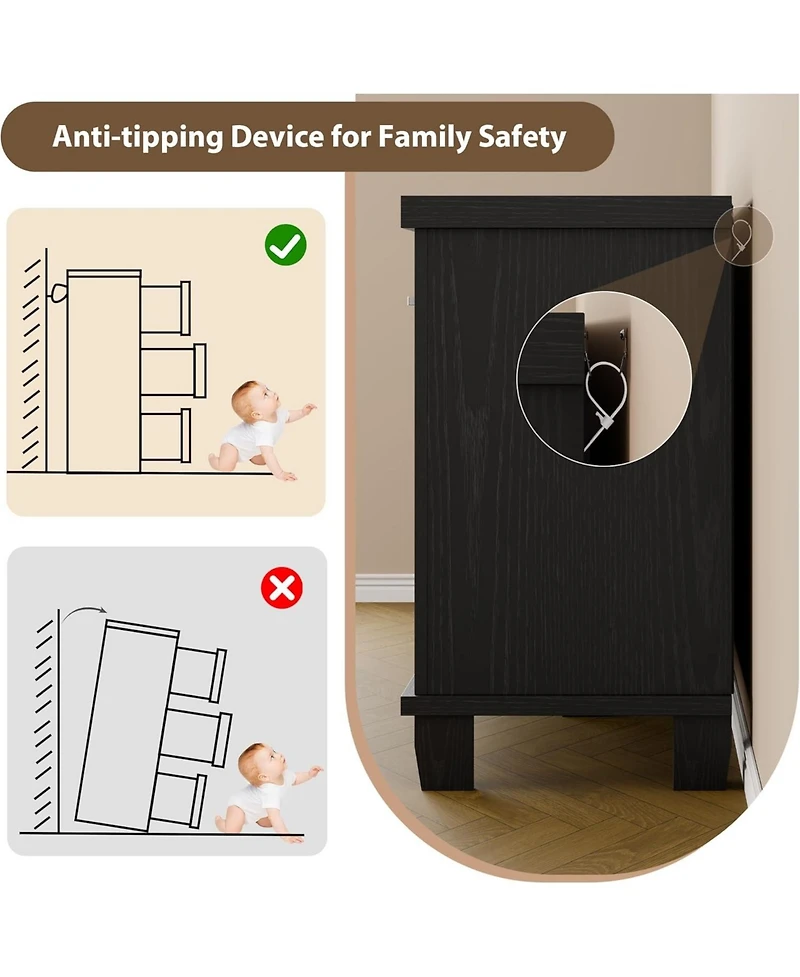 Gaomon 7-Drawer Wide Dresser, Wooden Storage Chest with Metal Handles for Bedroom, Living Room