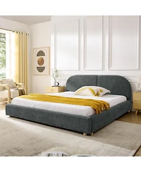Streamdale Furniture Queen Size Upholstered Bed Frame, Modern Minimalist