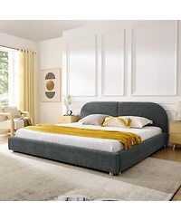 Streamdale Furniture King Size Upholstered Bed Frame, Modern Minimalist Curved Headboard