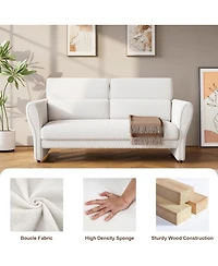 Gaomon Couches for Living Room - 57 Inch Loveseat Sofa - Modern Boucle Small Couch with High Backrest and Removable Lumbar Pillows