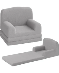 gaomon Kids Couch, 2-in-1 Comfy Toddler Couch Fold Out, Convertible Sofa to Lounger Foam Chair with Soft Sherpa