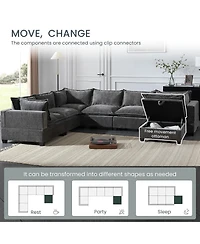 Streamdale Furniture 117 inches Modular Sectional Sofa with Storage Ottoman, 7 Seat U Shaped Couch