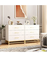 gaomon 3 Drawer Dresser for Bedroom, Modern Wood Dressers Chest of Drawers with Storage, Wide Drawers Tall Nightstand Metal Handles