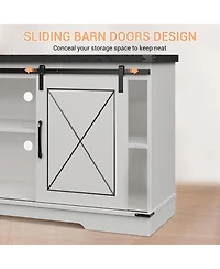 gaomon Farmhouse 59" Tv Stand Up to 65 Inches, Mid Century Modern Entertainment Center with Storage Cabinets