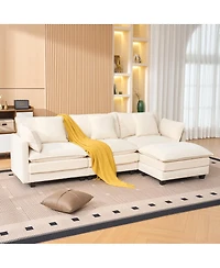 Streamdale Furniture 3-Seat Storage Ottoman Sectional Couch, L-Shaped Bench with Footrest