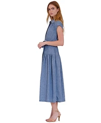 julia jordan Women's Cap-Sleeve Collared Button-Front Midi Dress