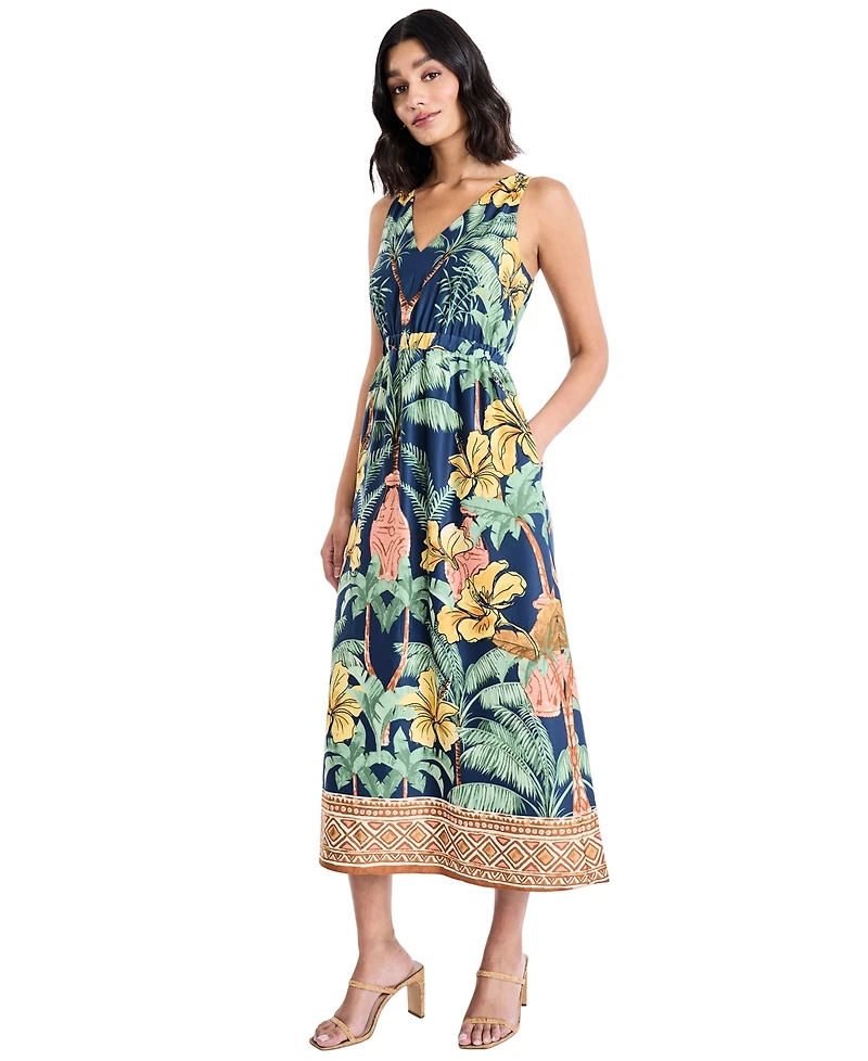 Maggy London Women's Sleeveless Printed Midi Dress