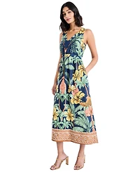 Maggy London Women's Sleeveless Printed Midi Dress