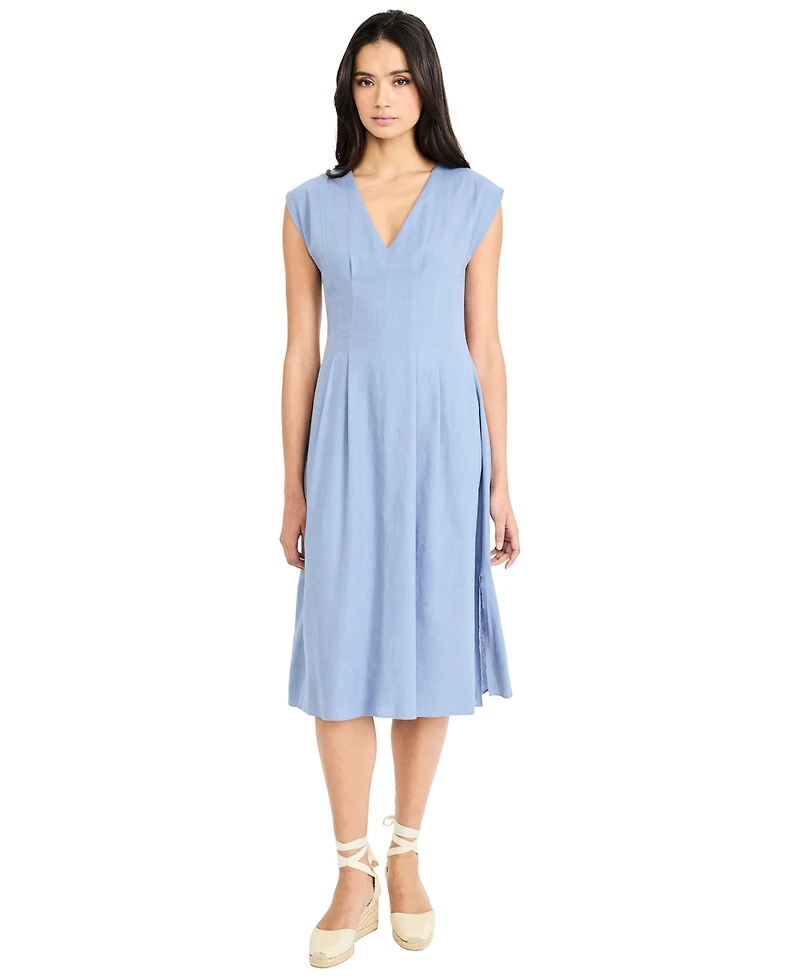 Maggy London Women's V-Neck Flare Midi Dress
