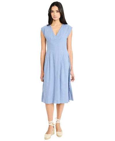 Maggy London Women's V-Neck Flare Midi Dress