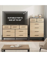 gaomon 4+2 Dresser for Bedroom, 46.6 in Tall Dresser, Tall Drawer with Storage Freestanding, Wooden Closet Storage Chest for Living Room