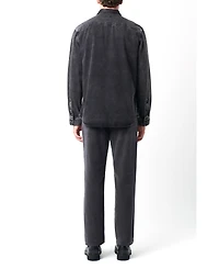 Velez Men's Long-Sleeve Cotton Overshirt With Denim and Leather Shirts