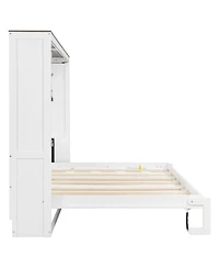 Streamdale Furniture Queen Size Murphy Bed with Led Light, Foldable Cabinet