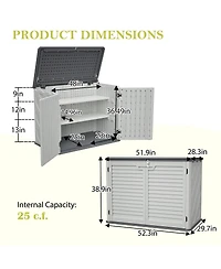 Streamdale Furniture Horizontal Storage Shed with Removable Shelf, Large Lockable Outdoor Cabinet