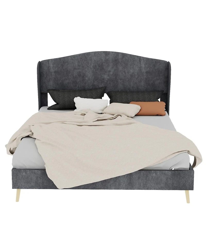 Streamdale Furniture Velvet Upholstered Queen Bed - Luxurious & Peaceful Master Bedroom Focus