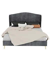 Streamdale Furniture Velvet Upholstered Queen Bed - Luxurious & Peaceful Master Bedroom Focus