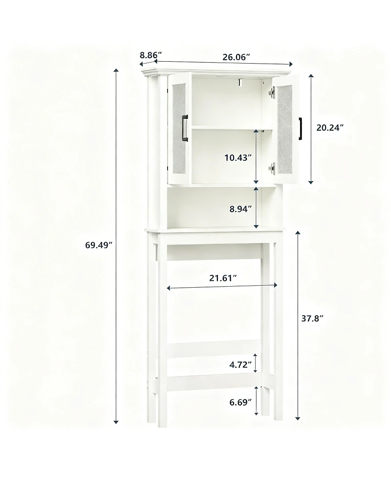 Yigii Adjustable Over the Bathroom Storage Shelf with Glass Doors