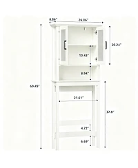 Yigii Adjustable Over the Bathroom Storage Shelf with Glass Doors