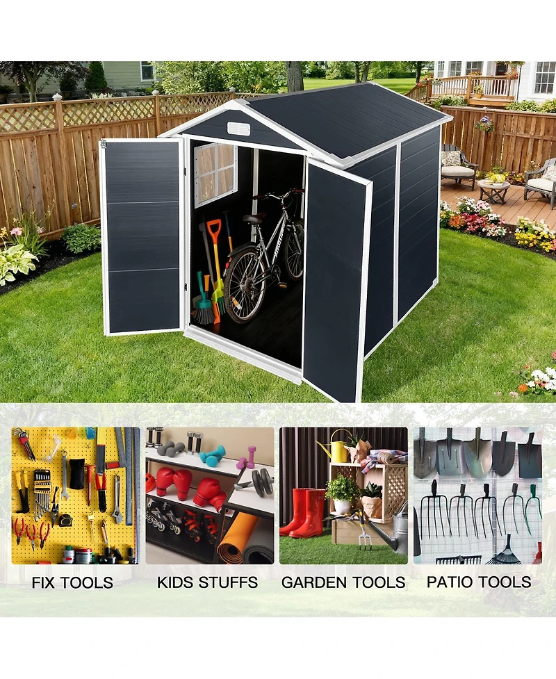 Streamdale Furniture 6ft x 6ft Plastic Outdoor Storage Shed with Lockable Door