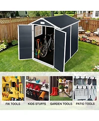 Streamdale Furniture 6ft x 6ft Plastic Outdoor Storage Shed with Lockable Door