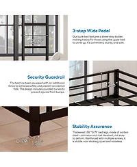 Streamdale Furniture Twin Over Twin Metal Bunk Bed with Guard Rails & Ladder