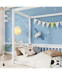 Streamdale Furniture Twin Size Canopy Floor Bed with Fence