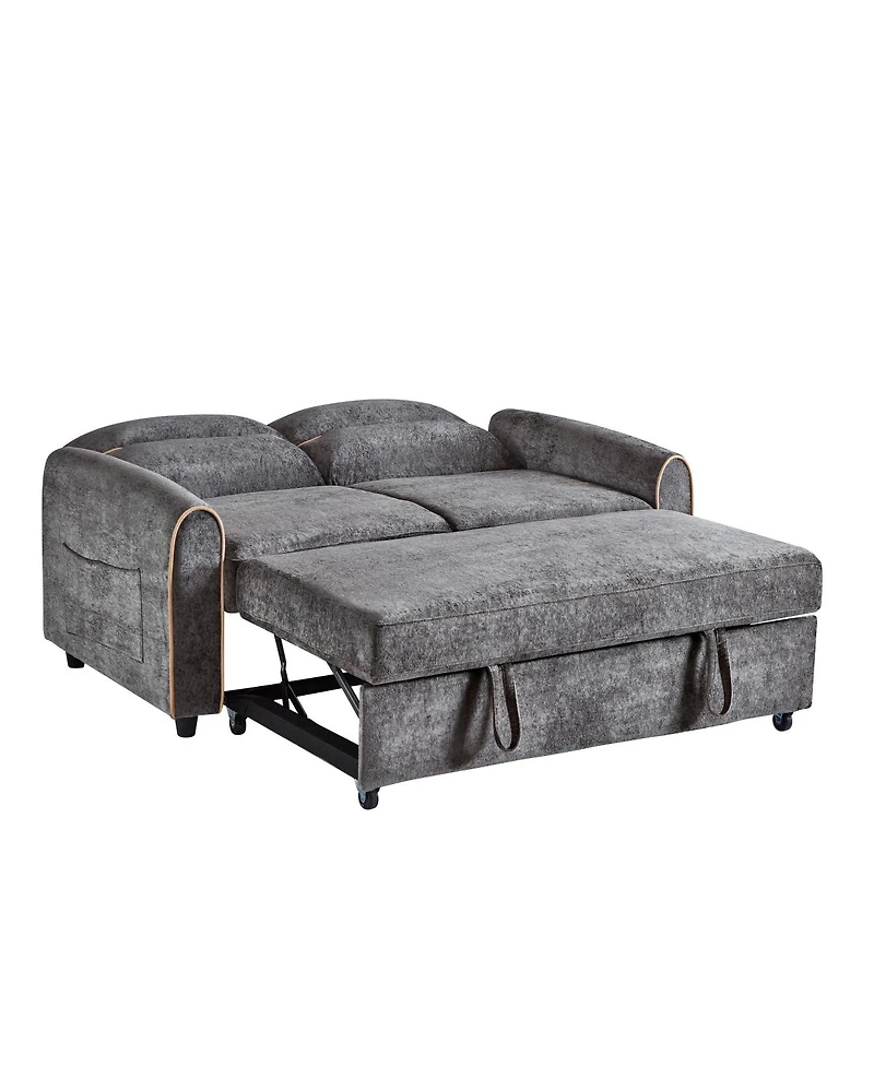 Streamdale Furniture Chenille Pull Out Sofa Bed, 58-inch Sleeper Loveseat with Adjustable Backrest