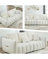Streamdale Furniture Teddy Fabric Sofa w/ 3 Pillows & Cushions, Solid Wood Frame 3-Seater