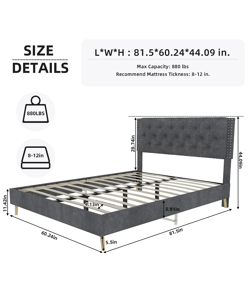 Streamdale Furniture Velvet Upholstered Queen Bed