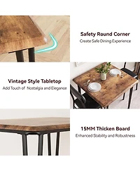 gaomon Dining Table Set for 4 Kitchen Table with Upholstered Chairs for Kitchen Room and Small Spaces (Retro Table with 2 Upholstered Chairs)