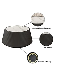 Streamdale Furniture Modern sintered stone top leather sofa coffee table