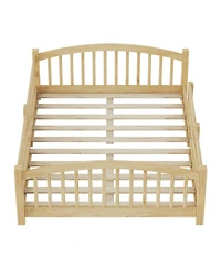 Streamdale Furniture Montessori Floor Bed with Slats & Guardrails, Solid Wood, Easy Assemble