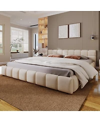 Streamdale Furniture Streamdale Elegant Chenille Upholstered Bed with Checkerboard Design