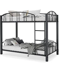 gaomon Metal Bunk Bed Twin Over Twin, Heavy Duty Bunkbeds Frame with Arched Guardrail and Safety Ladder, Sturdy Steel for Kids Boys Girls