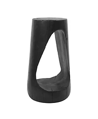 Streamdale Furniture Outdoor Side Table, Hollow Design, Patio Garden Stool, Black Concrete