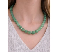 Macy's Green Jade (6-10mm) Graduated Necklace in Sterling Silver