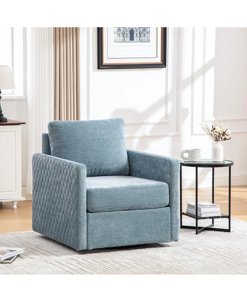 Streamdale Furniture 360° Swivel Armchair with Hidden Storage & Pillow