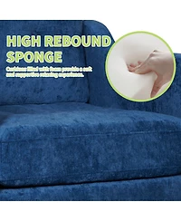 Streamdale Furniture Accent Chenille Chair w/Usb, Mid+, Soft+, High-support Sponge, Ergonomic Backrest, Wooden Legs, Storage